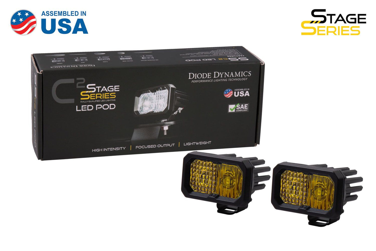 Stage Series 2" SAE Yellow Pro Standard LED Pod (pair)